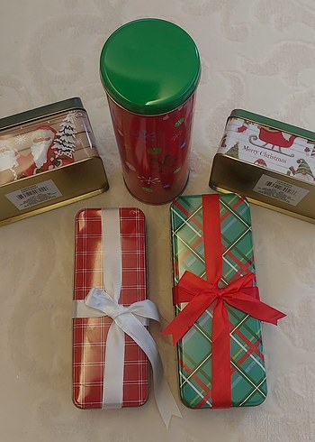 Renkli Yılbaşı Metal Hediye Kutuları Adet fiyatıdır. - Görsel 2