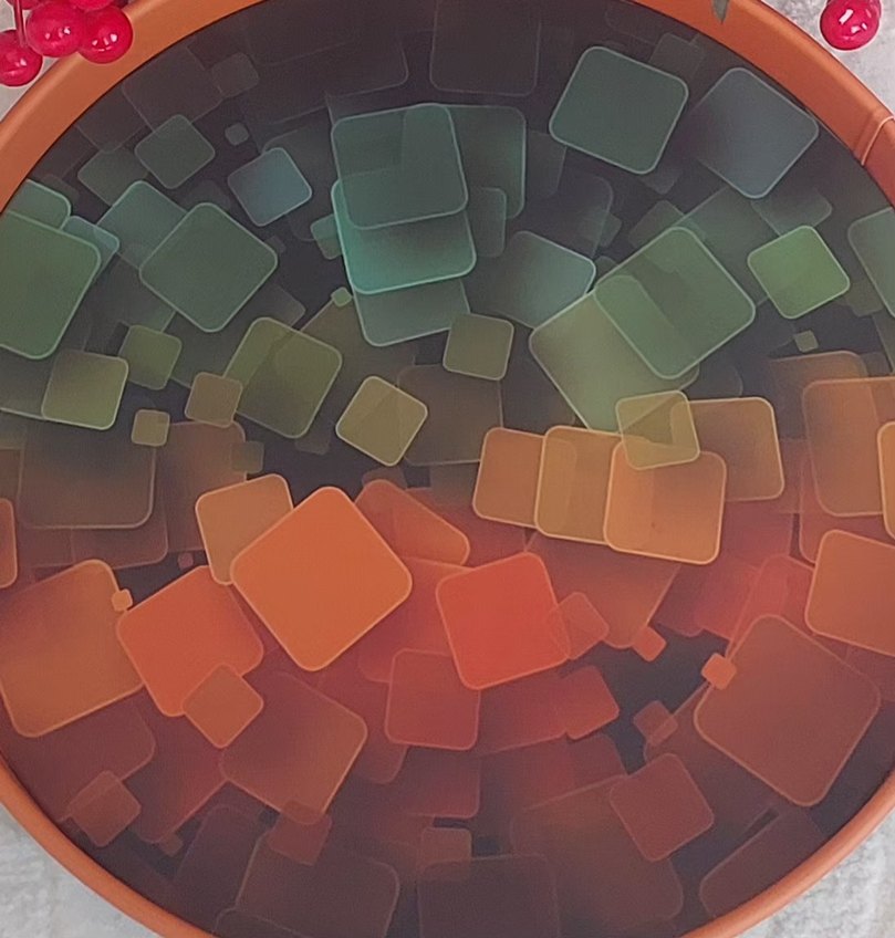 Renkli Geometrik Desenli metal tepsi 27 cm.ebatında - Görsel 3