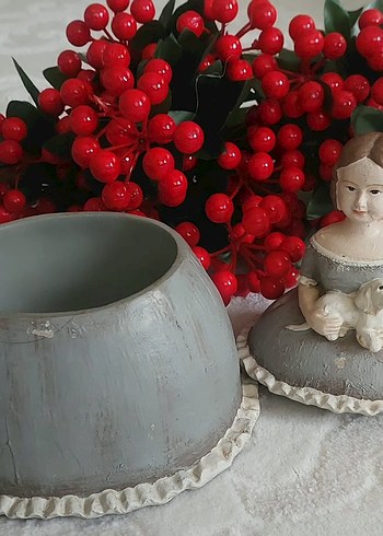 Toprak malzeme den yapılmış vintage takı kutusu - Görsel 3