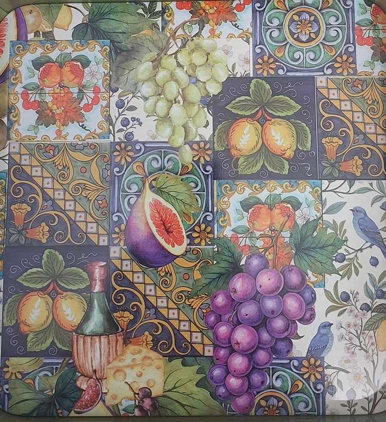 Bohem Çok Renkli 24 cm.ebatında Meyve Desenli Metal tepsi - Görsel 3