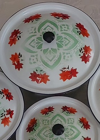 Dönem ürünü vintage emaye çinko saklama kapları - Görsel 8