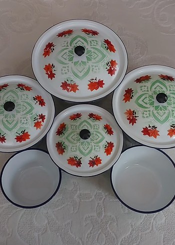 Dönem ürünü vintage emaye çinko saklama kapları - Görsel 5