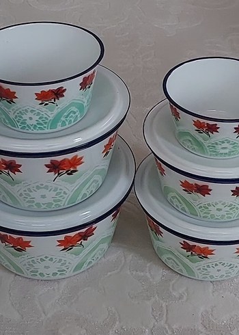 Dönem ürünü vintage emaye çinko saklama kapları - Görsel 11