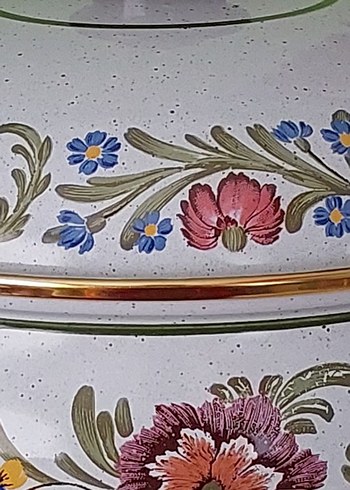 Çiçek Desenli Beyaz Emaye Tencere Vintage Yurt Dışı ürünü - Görsel 12