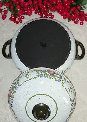 Çiçek Desenli Beyaz Emaye Tencere Vintage Yurt Dışı ürünü - Görsel 13