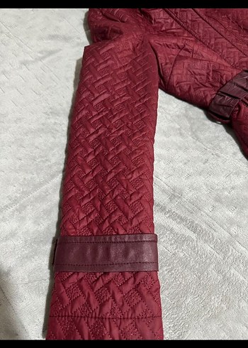 38 Beden bordo Renk Bordo Kemerli Uzun Kadın kaban