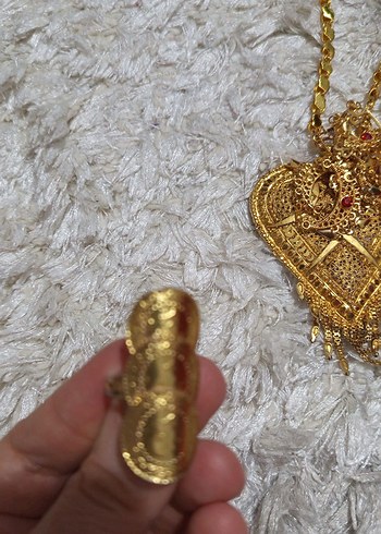 İşlemeli Bohem Altın Renk Kadın altın takım seti 5'li - Görsel 4