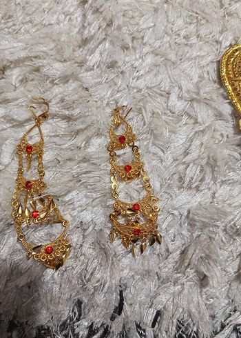 İşlemeli Bohem Altın Renk Kadın altın takım seti 5'li - Görsel 3