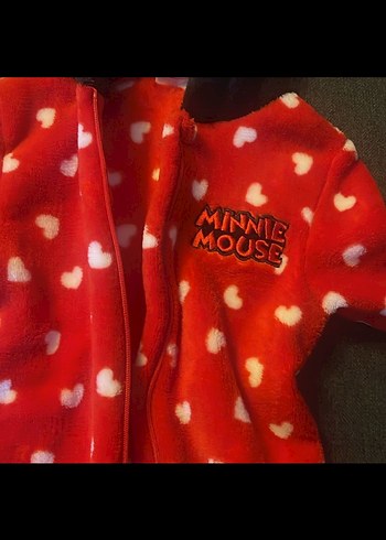 Kız Bebek Kapüşonlu Kırmızı Baskılı Astronot  Tulumu - Görsel 2