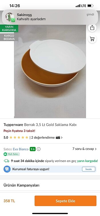  Beden Tupperware yeni