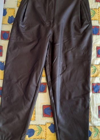 Nisan Kahverengi suni Deri Kadın Pantolon - Görsel 3