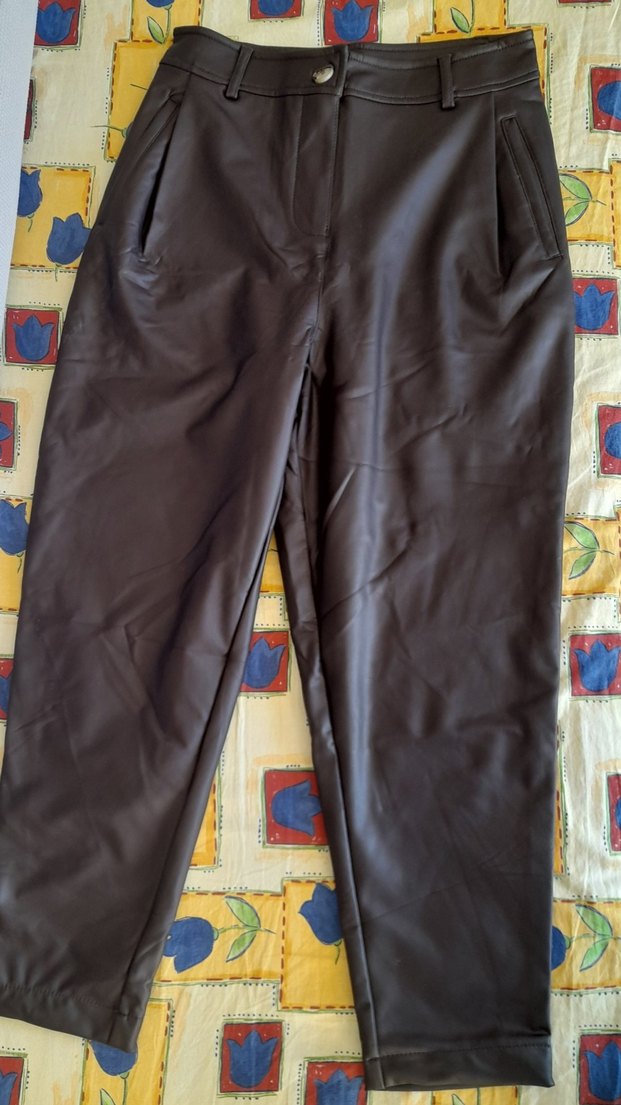 Nisan Kahverengi suni Deri Kadın Pantolon - Görsel 3