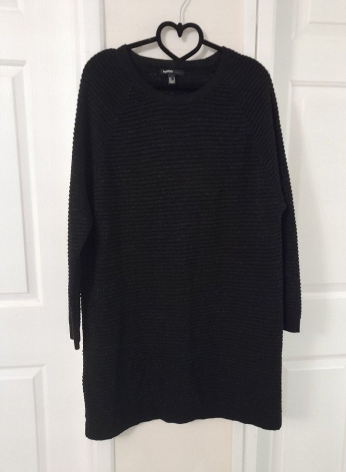 Mango Siyah Triko Mini Elbise - Görsel 3