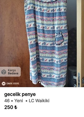 LC Waikiki Mavi Desenli Penye Gecelik