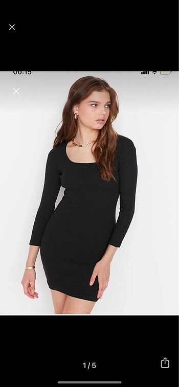 Trendyolmilla siyah fitilli mini elbise