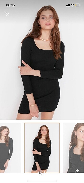 s Beden siyah Renk Trendyolmilla siyah fitilli mini elbise