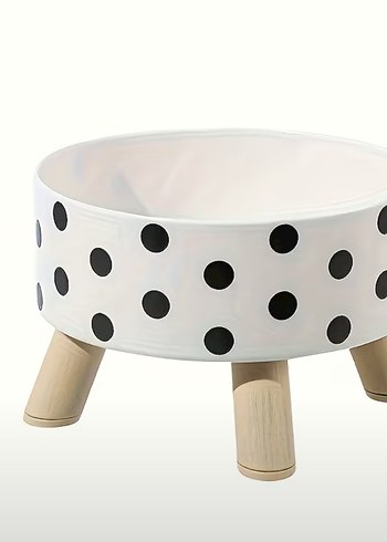 Puantiye Desenli Yükseltilmiş Kedi Mama Kabı - Görsel 2