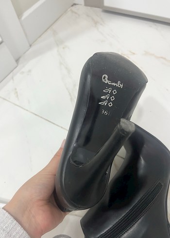 36 Beden siyah Renk Bambi Siyah Deri Stiletto Bot