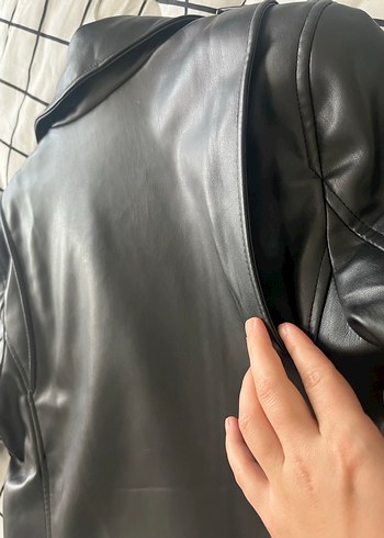 s Beden siyah Renk Mango Siyah Deri Biker Ceket
