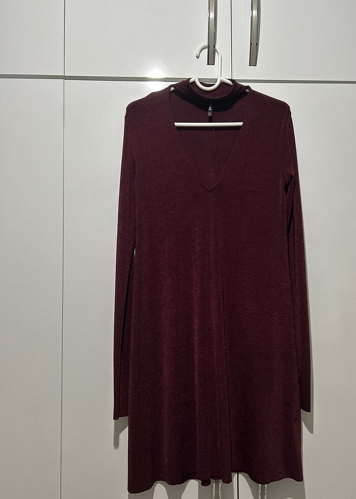 Bordo elbise Stradivarius - Görsel 2