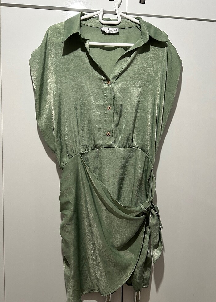 Mint yeşili elbise L beden - Görsel 3