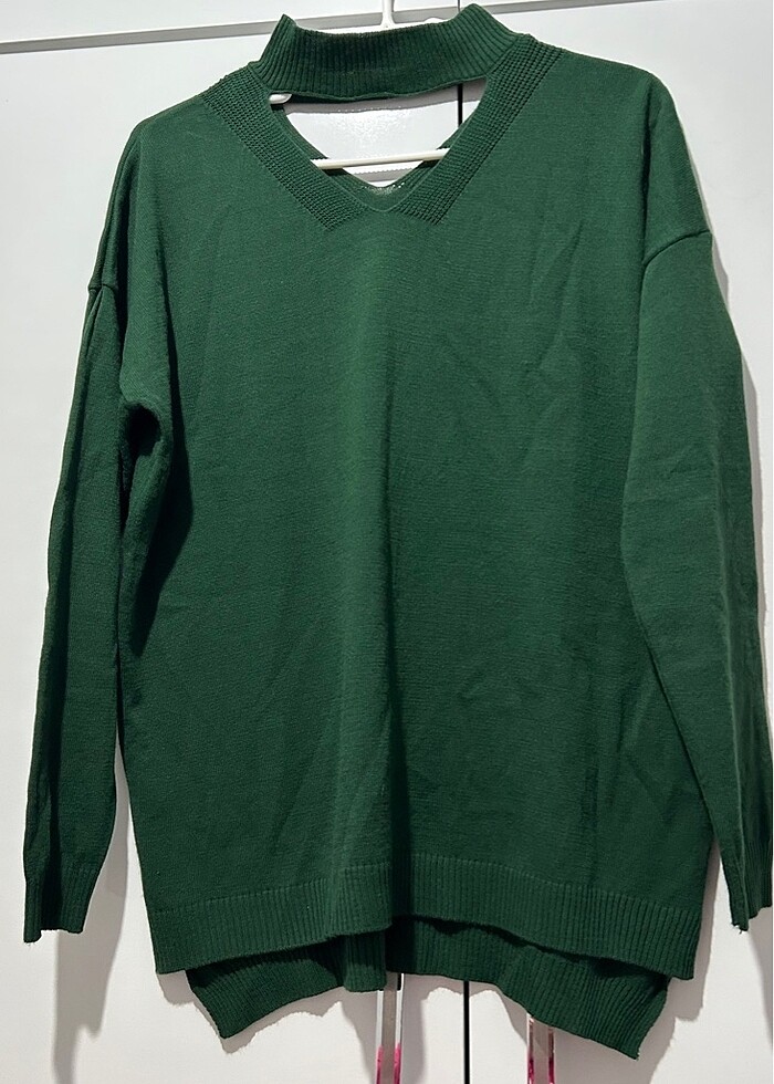 Yeşil kazak triko bluz - Görsel 2