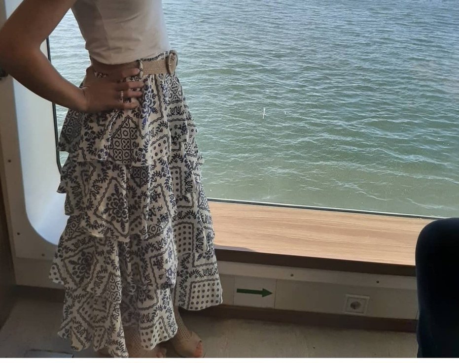 Mavi Bohem Uzun Etek Fırfırlı - Görsel 3