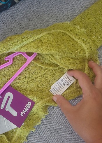 Sarı Örme Kız Bolero Uzun Kollu - Görsel 4