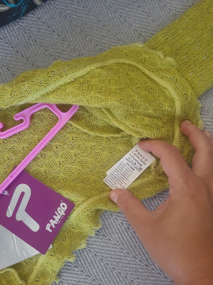 Sarı Örme Kız Bolero Uzun Kollu - Görsel 4