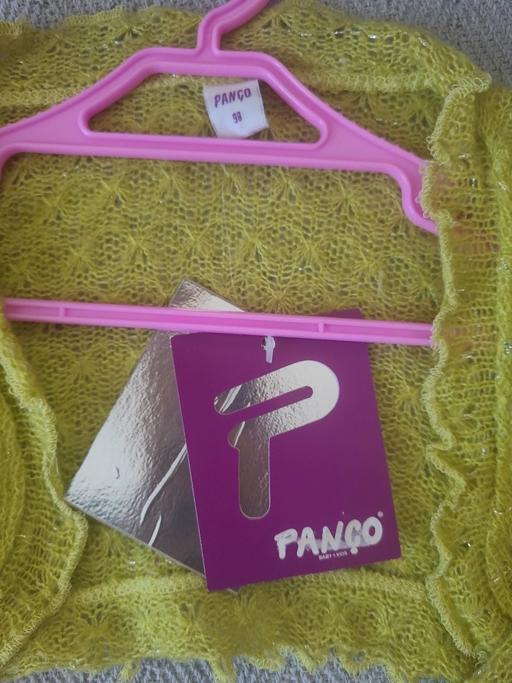 Sarı Örme Kız Bolero Uzun Kollu - Görsel 3