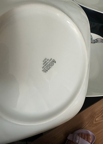 Güral Porselen Beyaz Çiçek Desenli 6'lı Kare Tabak Seti - Görsel 2