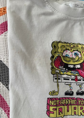 9 Yaş Beden beyaz Renk Beyaz sünger bob tişört