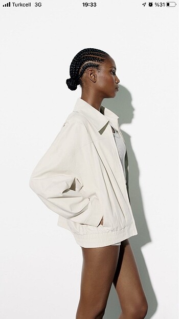 s Beden beyaz Renk Zara pilili straight fit bomber ceket