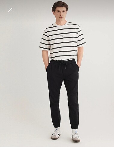 Mavi Beli Lastikli Siyah Jogger