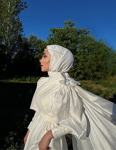 m Beden beyaz Renk Tesettür nikah elbisesi