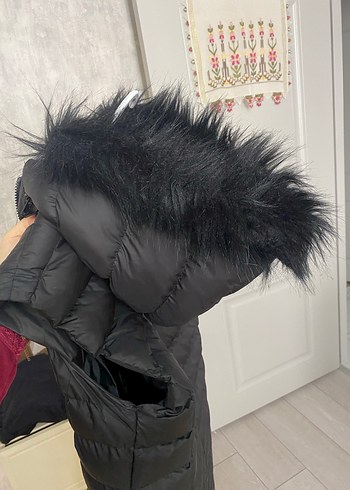 xl Beden siyah Renk Kürk Detaylı Siyah Uzun Kadın Yelek