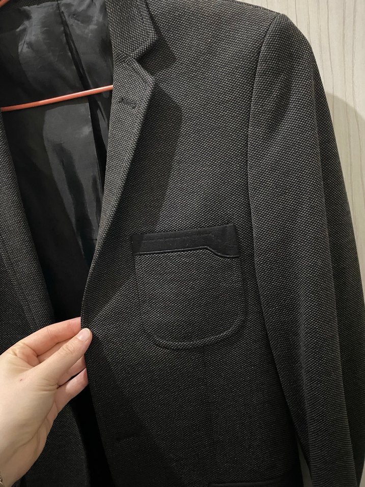 Gri Düğmeli Erkek Ceket, Normal Boy, Regular Fit - Görsel 4