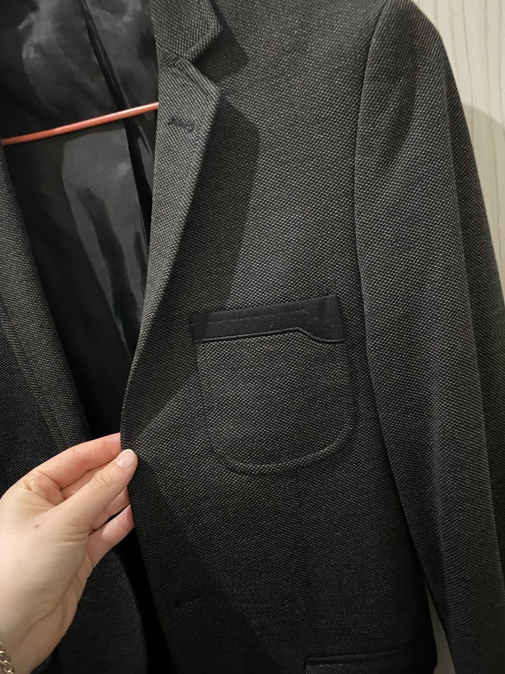 Gri Düğmeli Erkek Ceket, Normal Boy, Regular Fit - Görsel 3