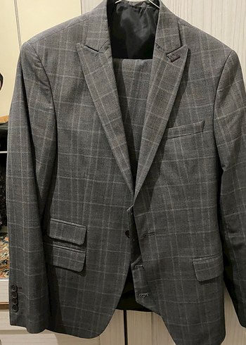 Erkek Gri Kareli Düğmeli Ceket - Görsel 8