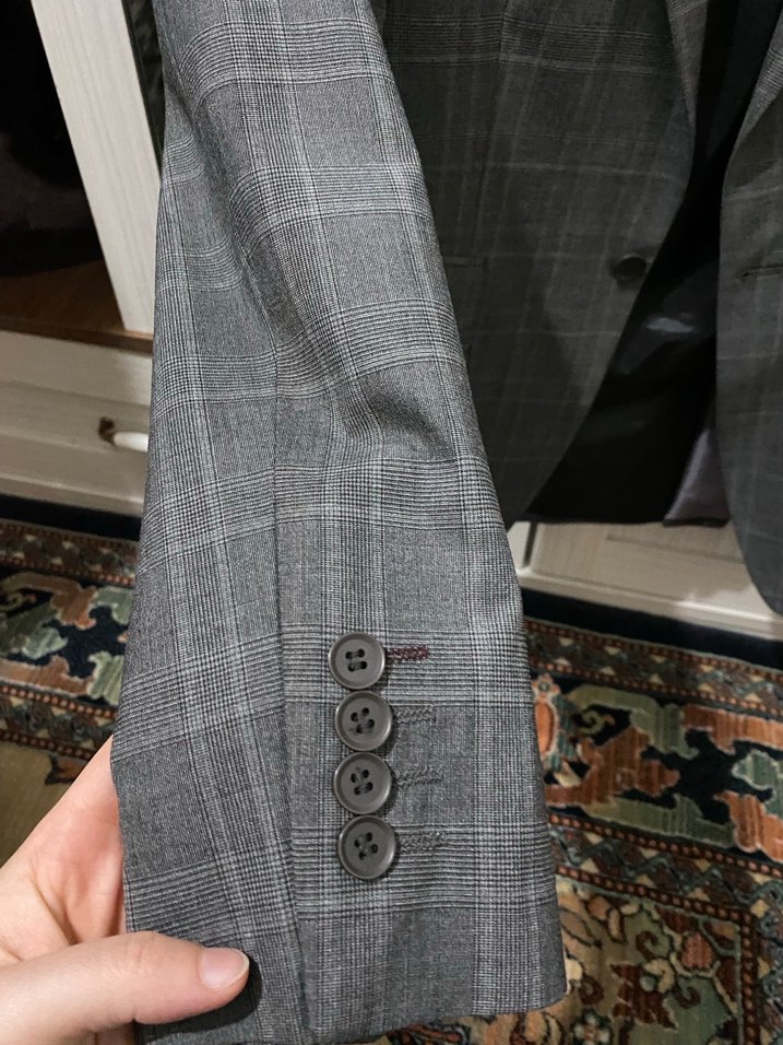 Erkek Gri Kareli Düğmeli Ceket - Görsel 2