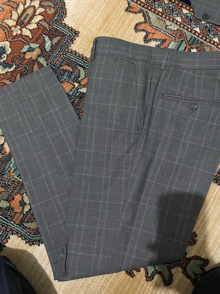 Erkek Gri Kareli Düğmeli Ceket - Görsel 3