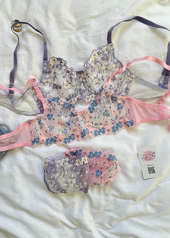 Nakışlı Mor Bohem Midi Sütyen Takımı - Görsel 5