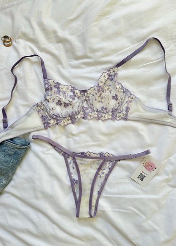 Nakışlı Mor Bohem Midi Sütyen Takımı - Görsel 3