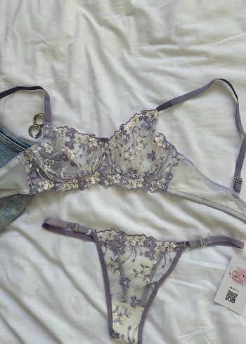 Nakışlı Mor Bohem Midi Sütyen Takımı - Görsel 2