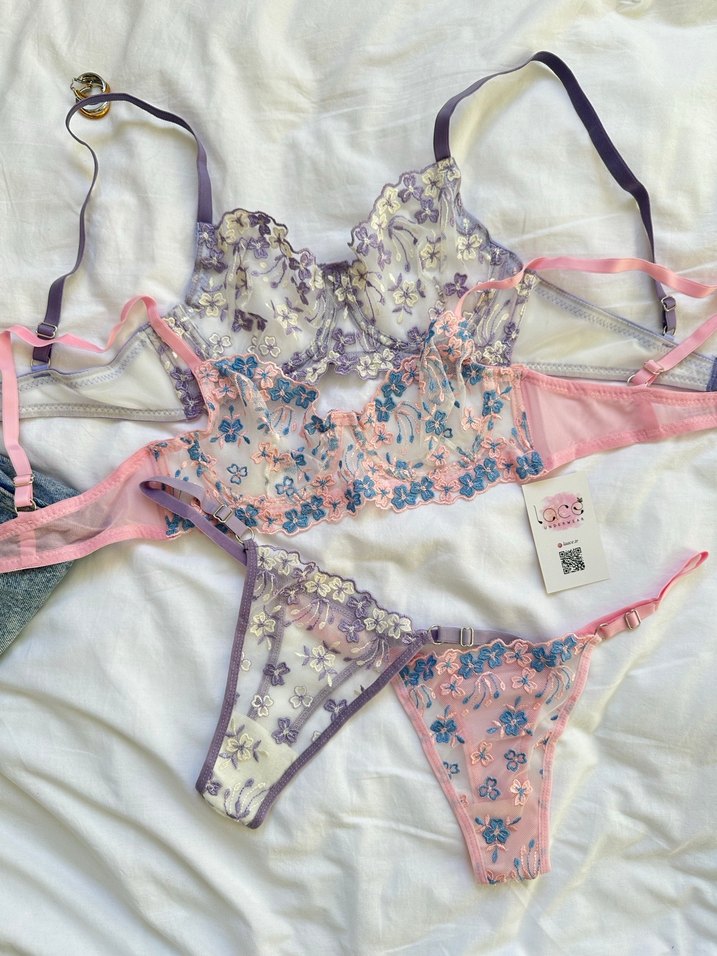 Nakışlı Mor Bohem Midi Sütyen Takımı - Görsel 4