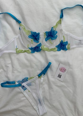 Nakışlı Mavi Bohem Mini Sütyen - Görsel 2