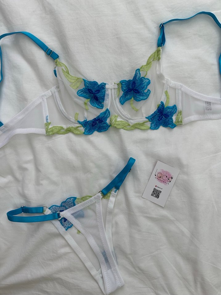 Nakışlı Mavi Bohem Mini Sütyen - Görsel 2