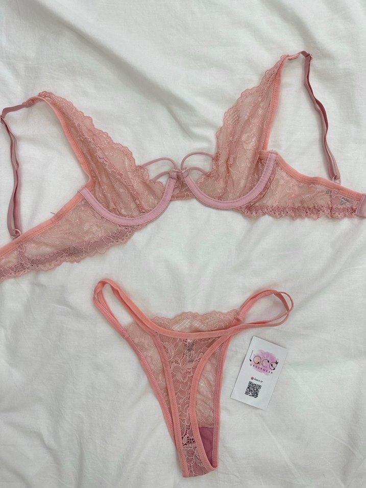 Pembe Dantel Bohem Parisian Sütyen Takımı - Görsel 2
