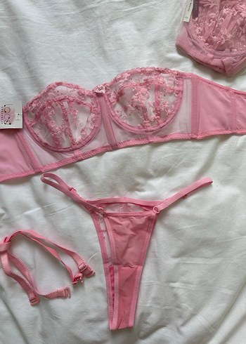 İthal bralet takımı keseli pembe - Görsel 3
