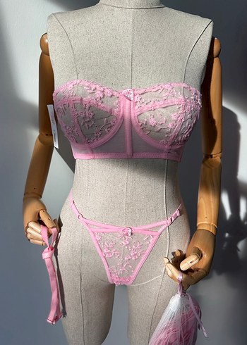 İthal bralet takımı keseli pembe - Görsel 4